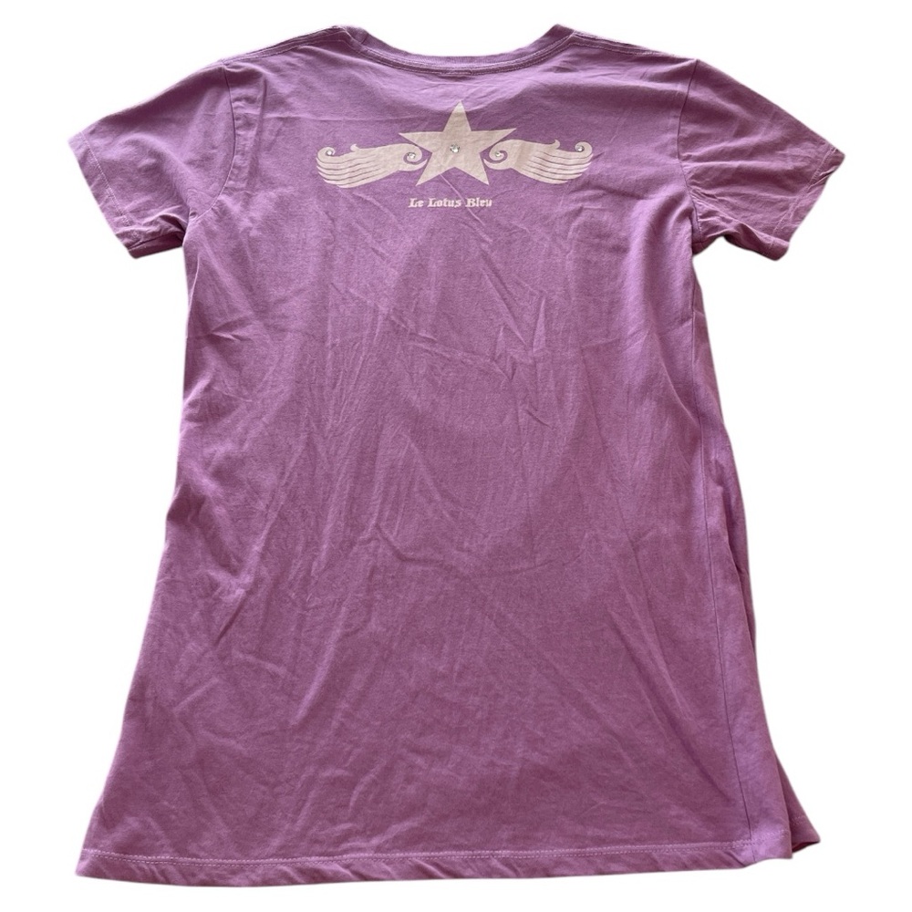 Le Lotus Bleu Purple T-Shirt With Swarovski Crystal Star Y2K Size Large - Picture 2 of 5